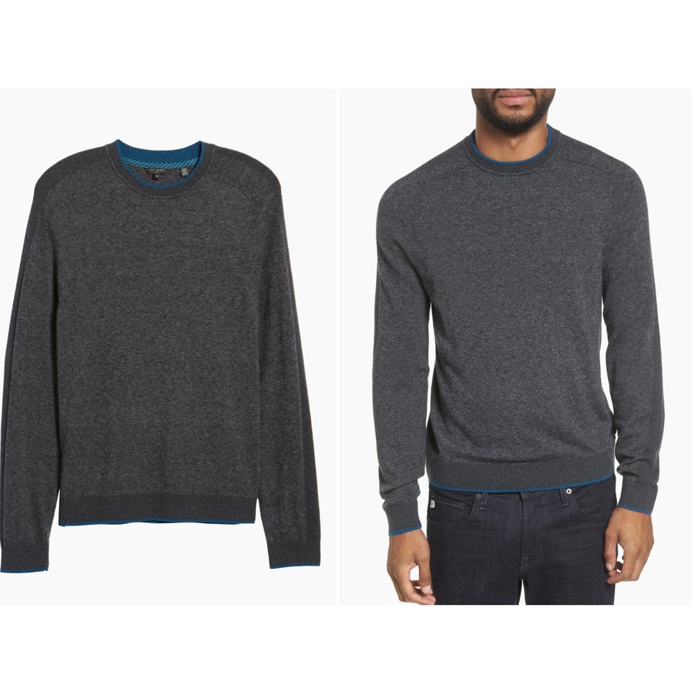 Ted Baker Norpol Crewneck Sweater Gray Blue Ted's 5 L XL